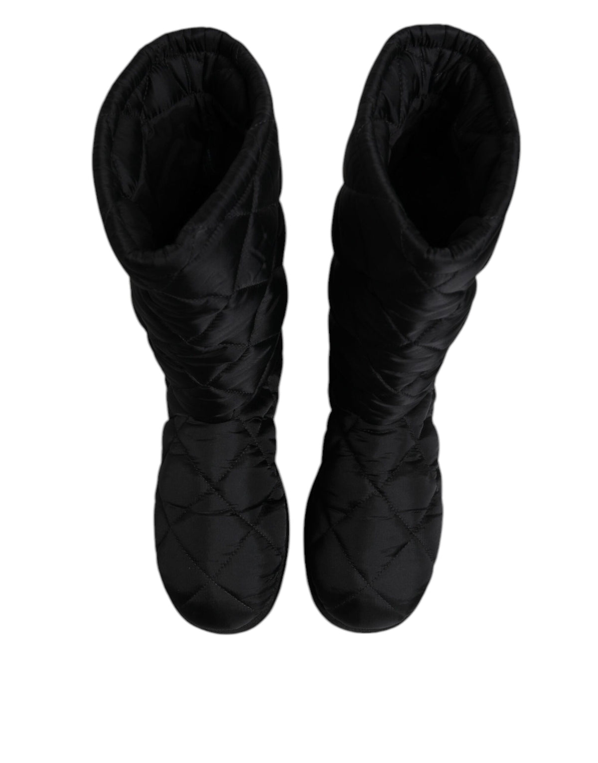 Dolce & Gabbana Black Polyester Padded Mid Calf Boots
