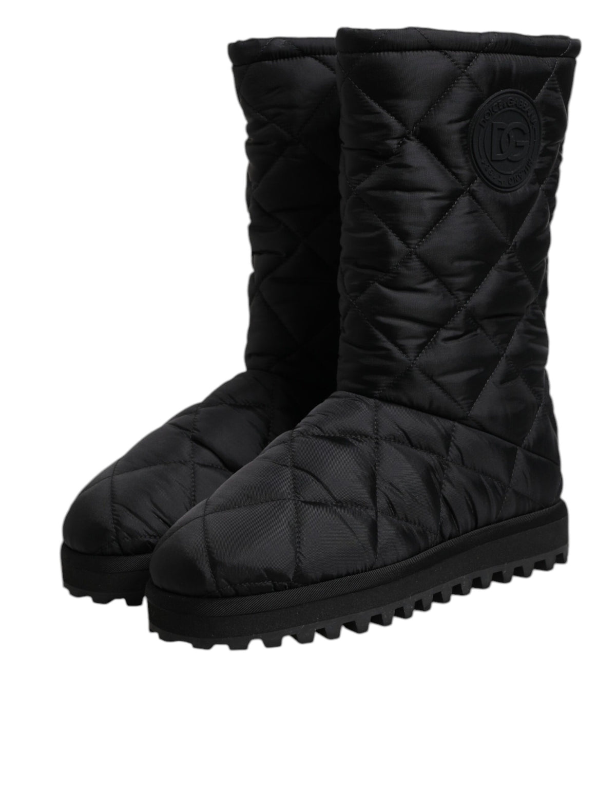 Dolce & Gabbana Black Polyester Padded Mid Calf Boots