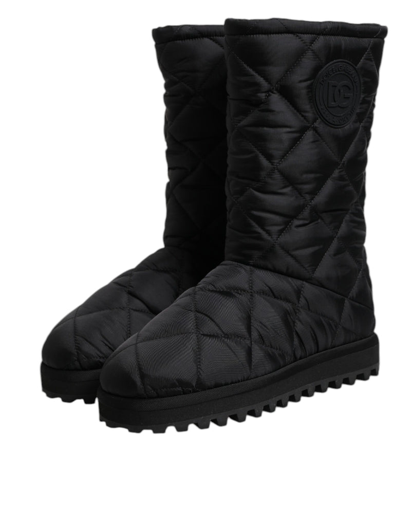 Dolce & Gabbana Black Polyester Padded Mid Calf Boots