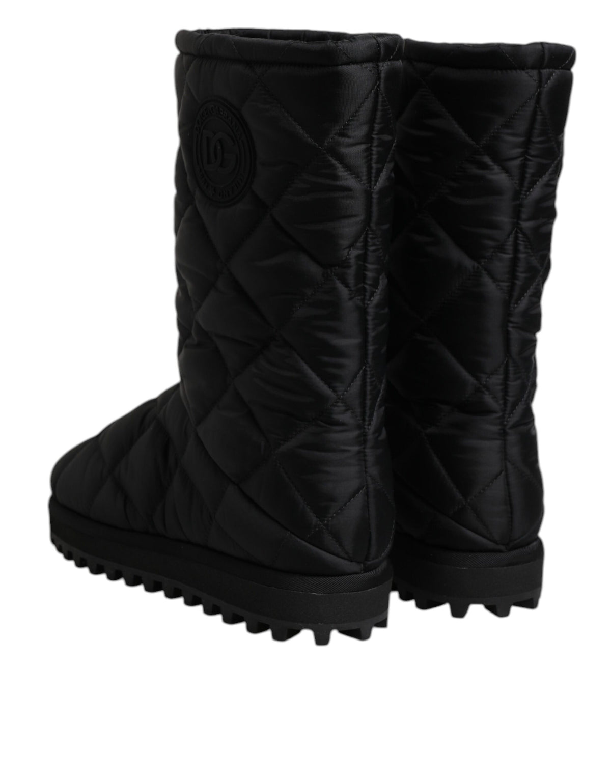 Dolce & Gabbana Black Polyester Padded Mid Calf Boots