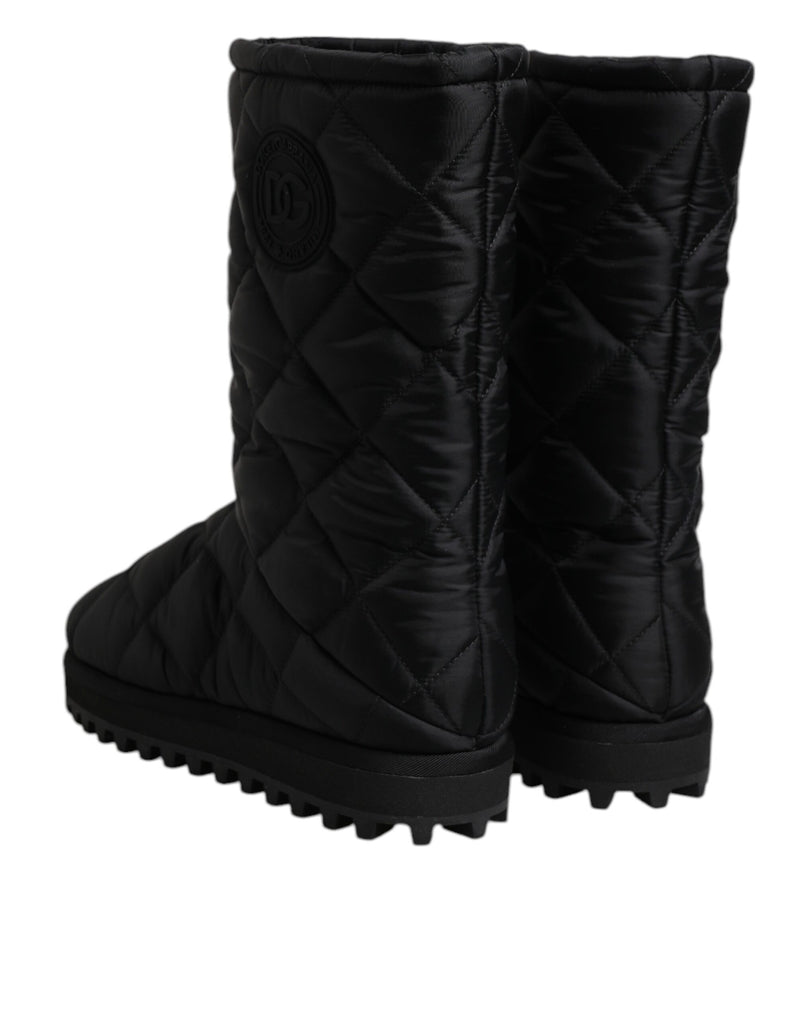 Dolce & Gabbana Black Polyester Padded Mid Calf Boots