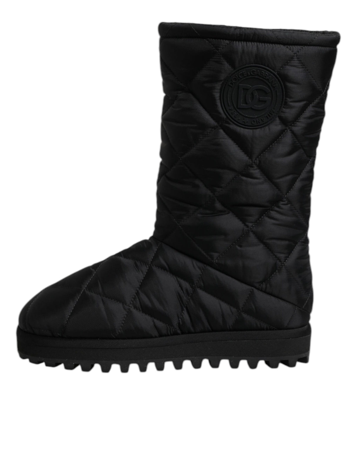 Dolce & Gabbana Black Polyester Padded Mid Calf Boots