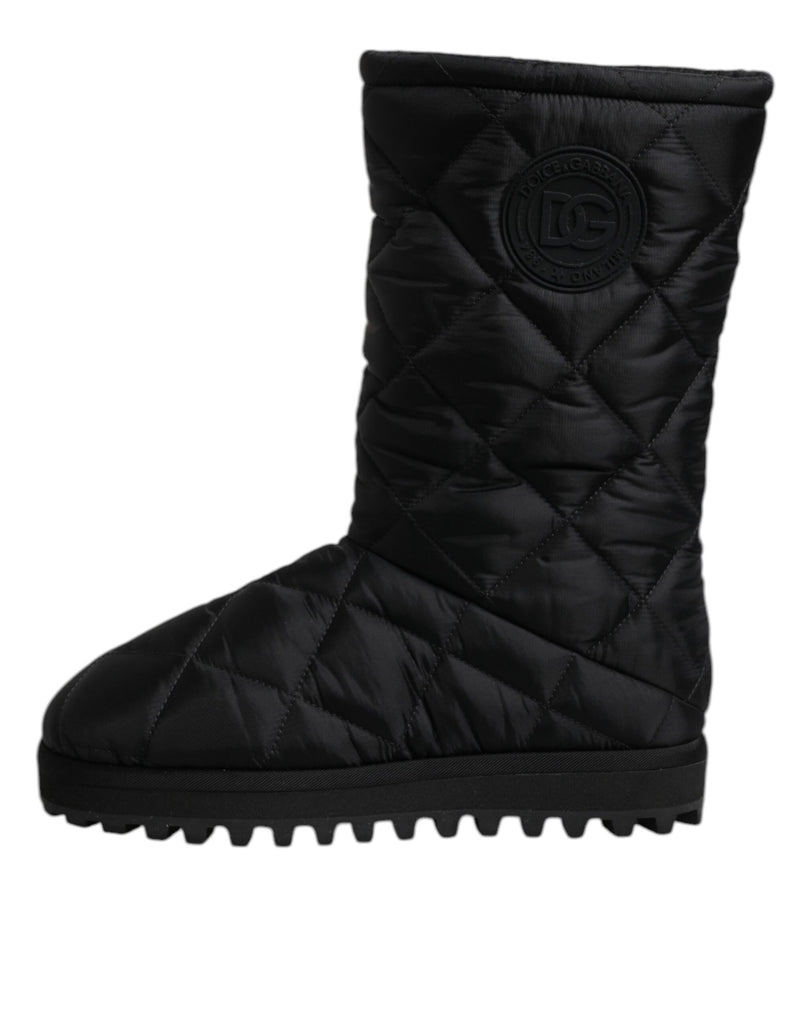 Dolce & Gabbana Black Polyester Padded Mid Calf Boots