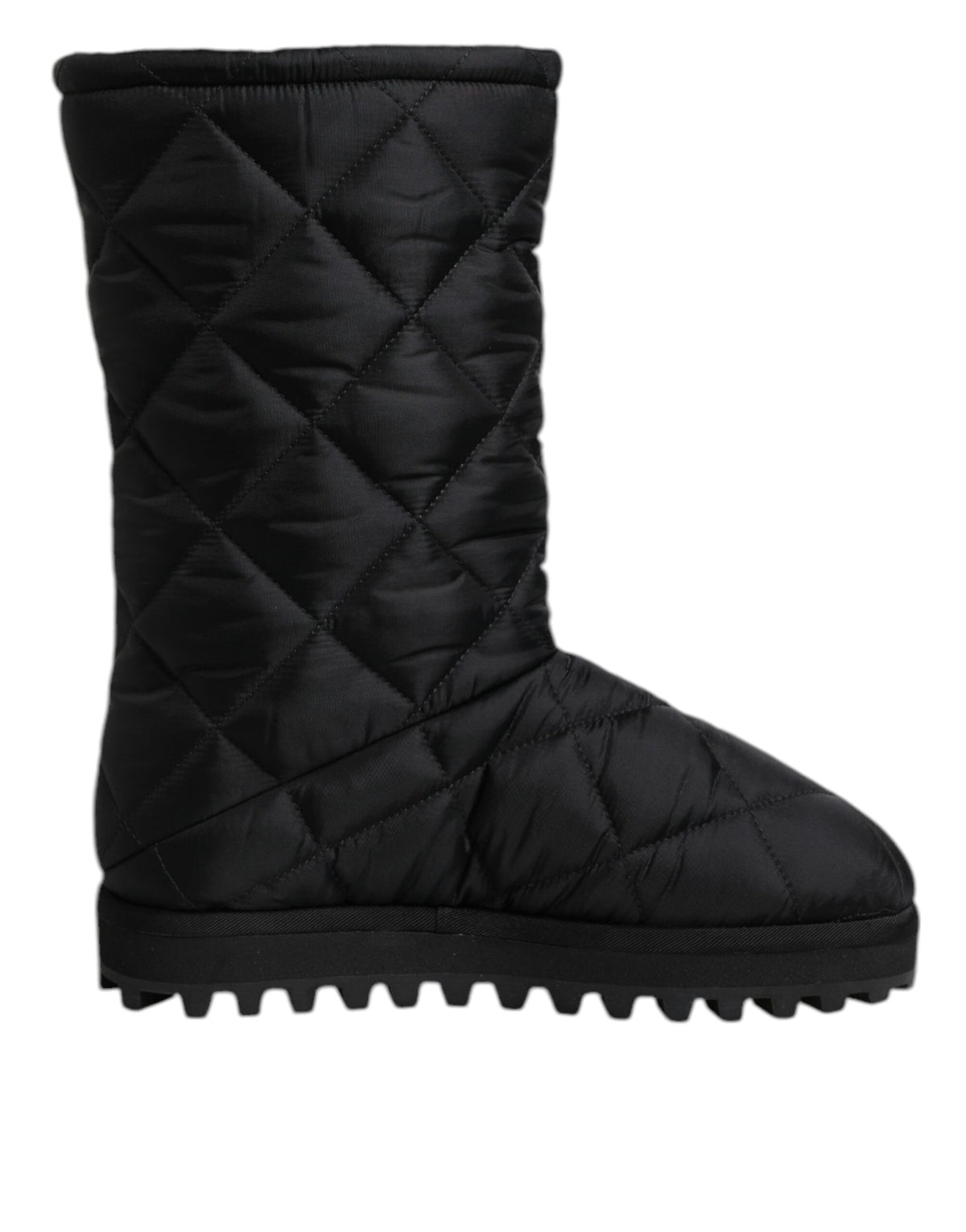 Dolce & Gabbana Black Polyester Padded Mid Calf Boots