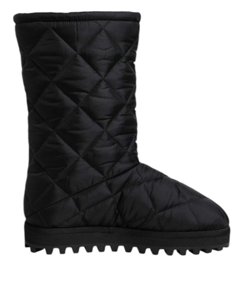 Dolce & Gabbana Black Polyester Padded Mid Calf Boots
