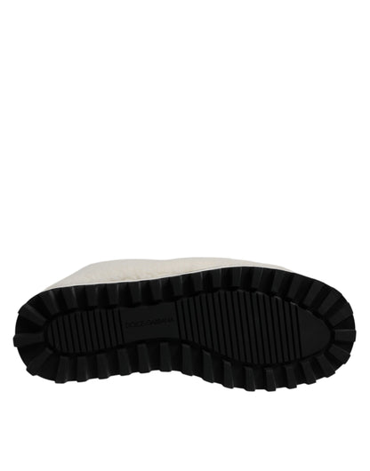 Bottines mi-mollet en daim blanc avec logo et rembourrage de Dolce & Gabbana