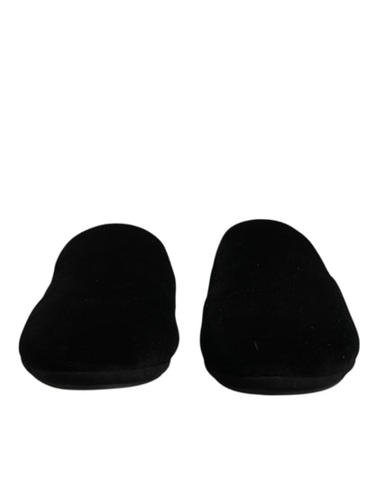Dolce & Gabbana Chaussons plates en velours de viscose noir