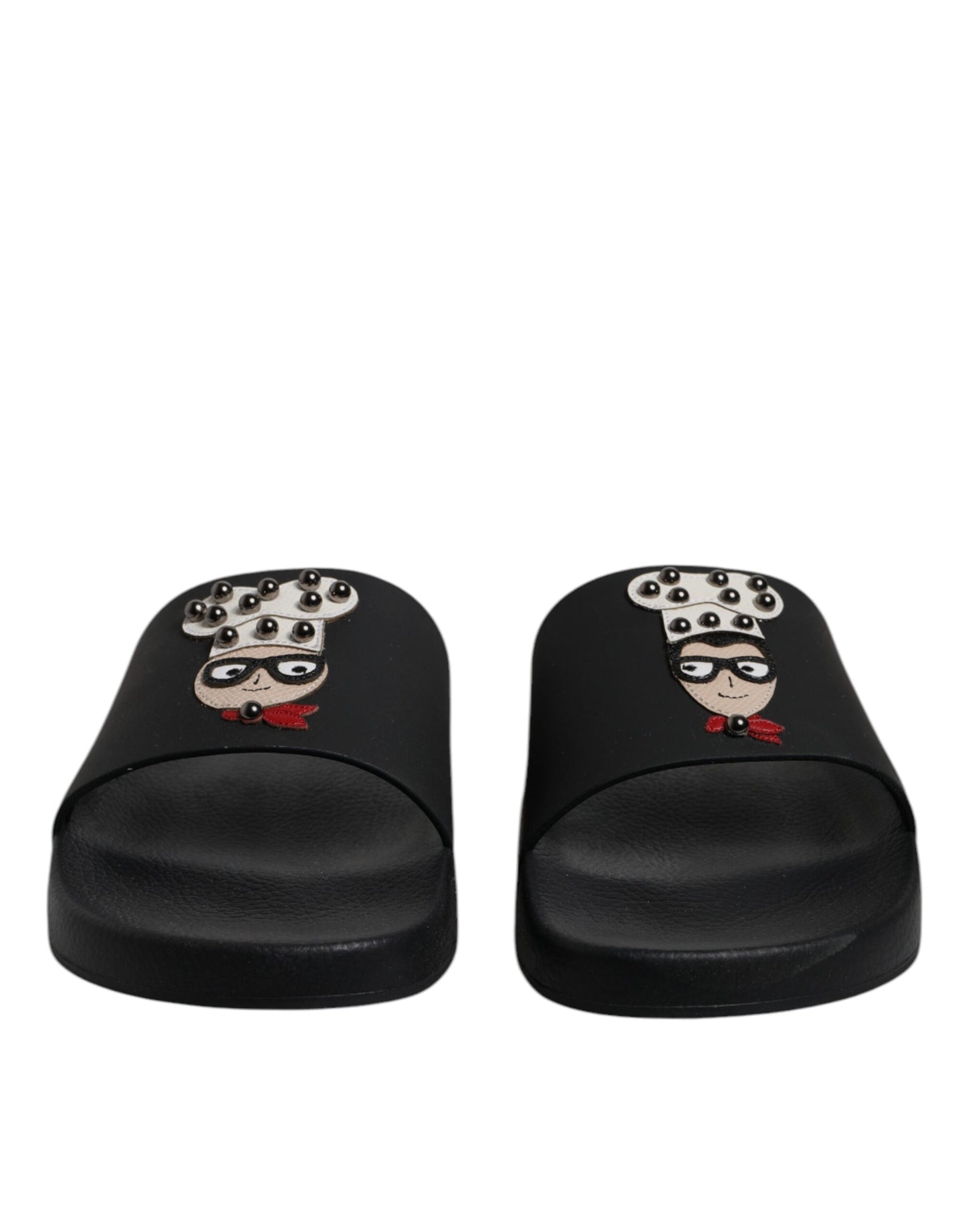 Dolce & Gabbana Zwarte Lederen Slippers, Strandsschoenen
