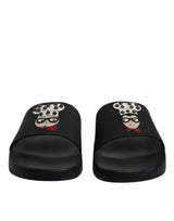 Dolce & Gabbana Black Leather Slides Sandals for Men