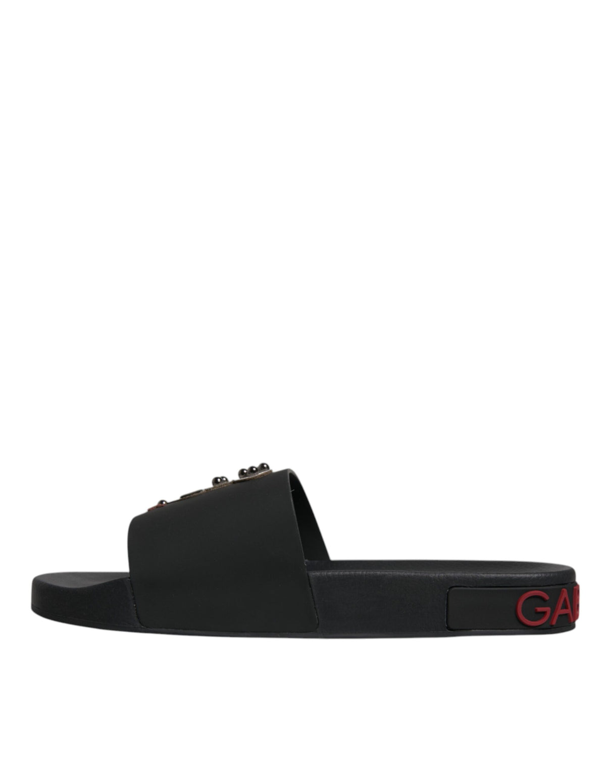 Dolce & Gabbana Black Leather Slides Sandals for Men