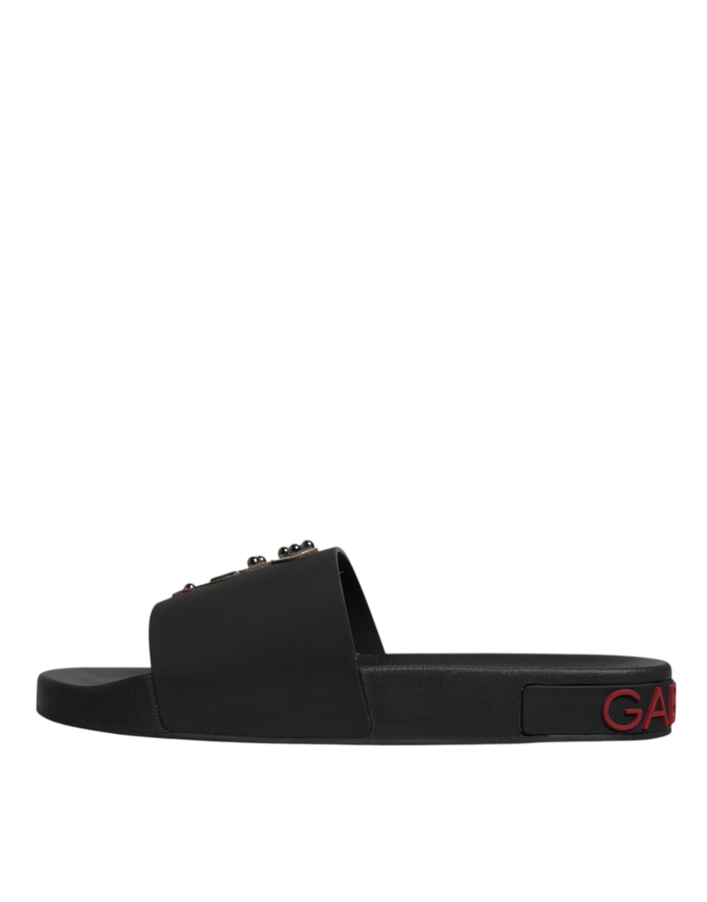 Dolce & Gabbana Zwarte Lederen Slippers, Strandsschoenen