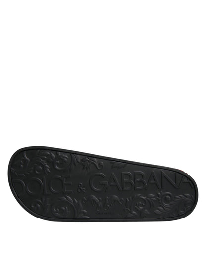 Dolce & Gabbana Zwarte Lederen Slippers, Strandsschoenen