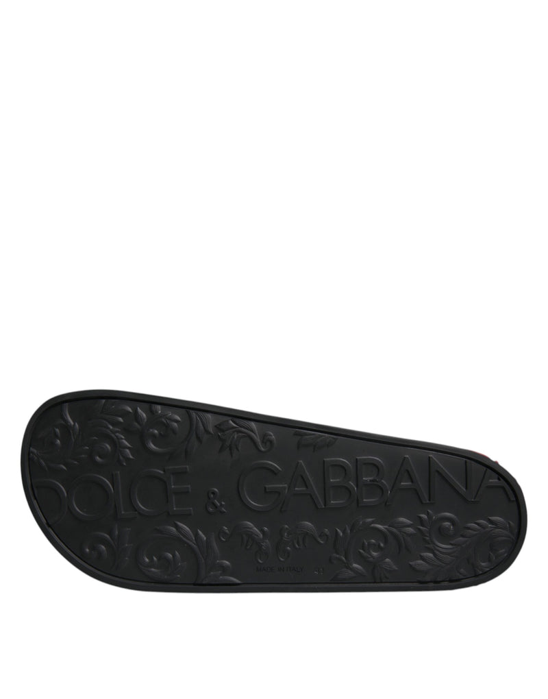 Dolce & Gabbana Black Leather Slides Sandals for Men