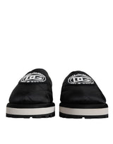 Dolce & Gabbana Black Nylon Quilted Logo Patch Sandals