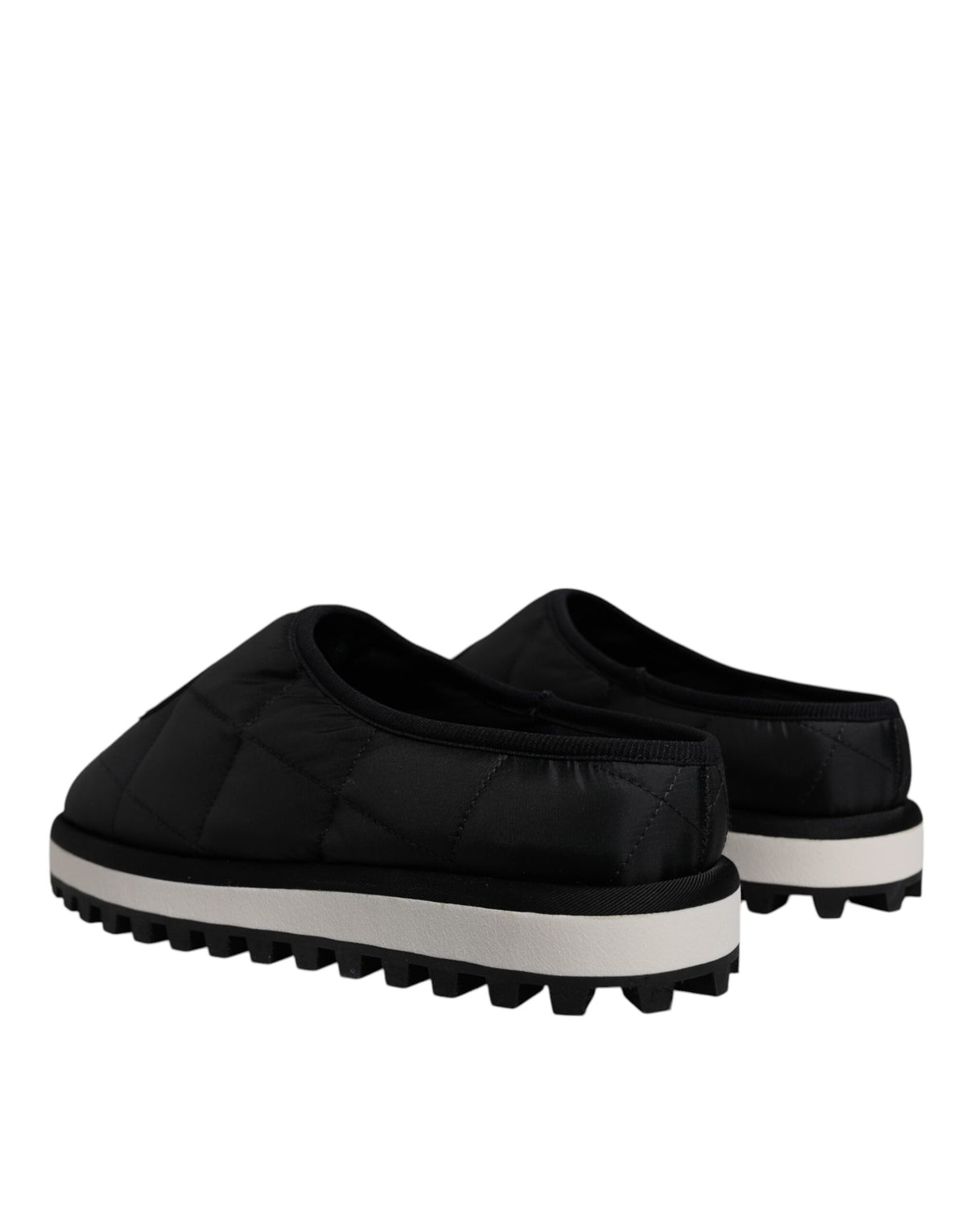Dolce & Gabbana Black Nylon Quilted Logo Patch Sandals
