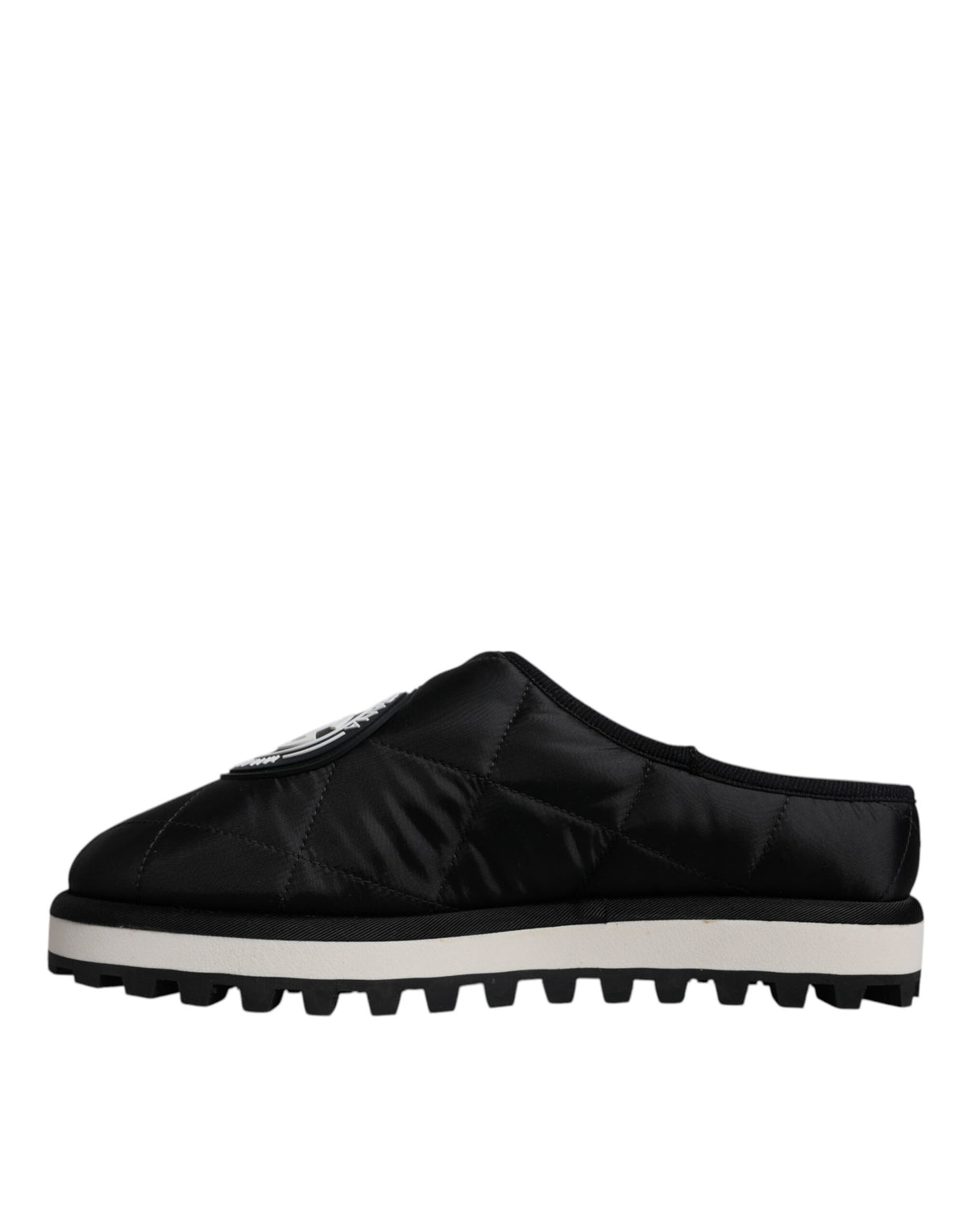 Dolce & Gabbana Black Nylon Quilted Logo Patch Sandals