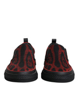 Dolce & Gabbana Red Black Leopard Low Top Sneakers for Men