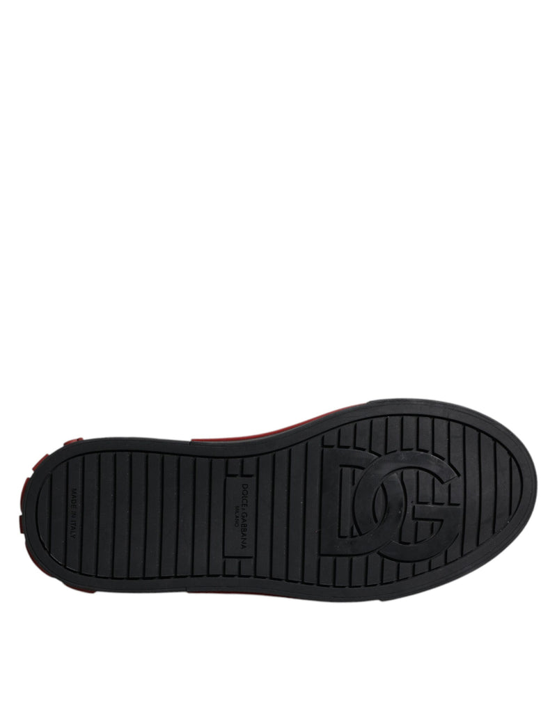 Dolce & Gabbana Red Black Leopard Low Top Sneakers for Men