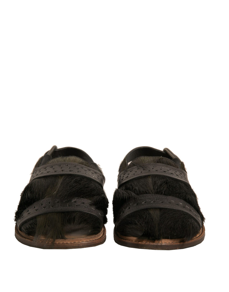 Dolce & Gabbana Green Gazelle Hair Leather Sandals for Men
