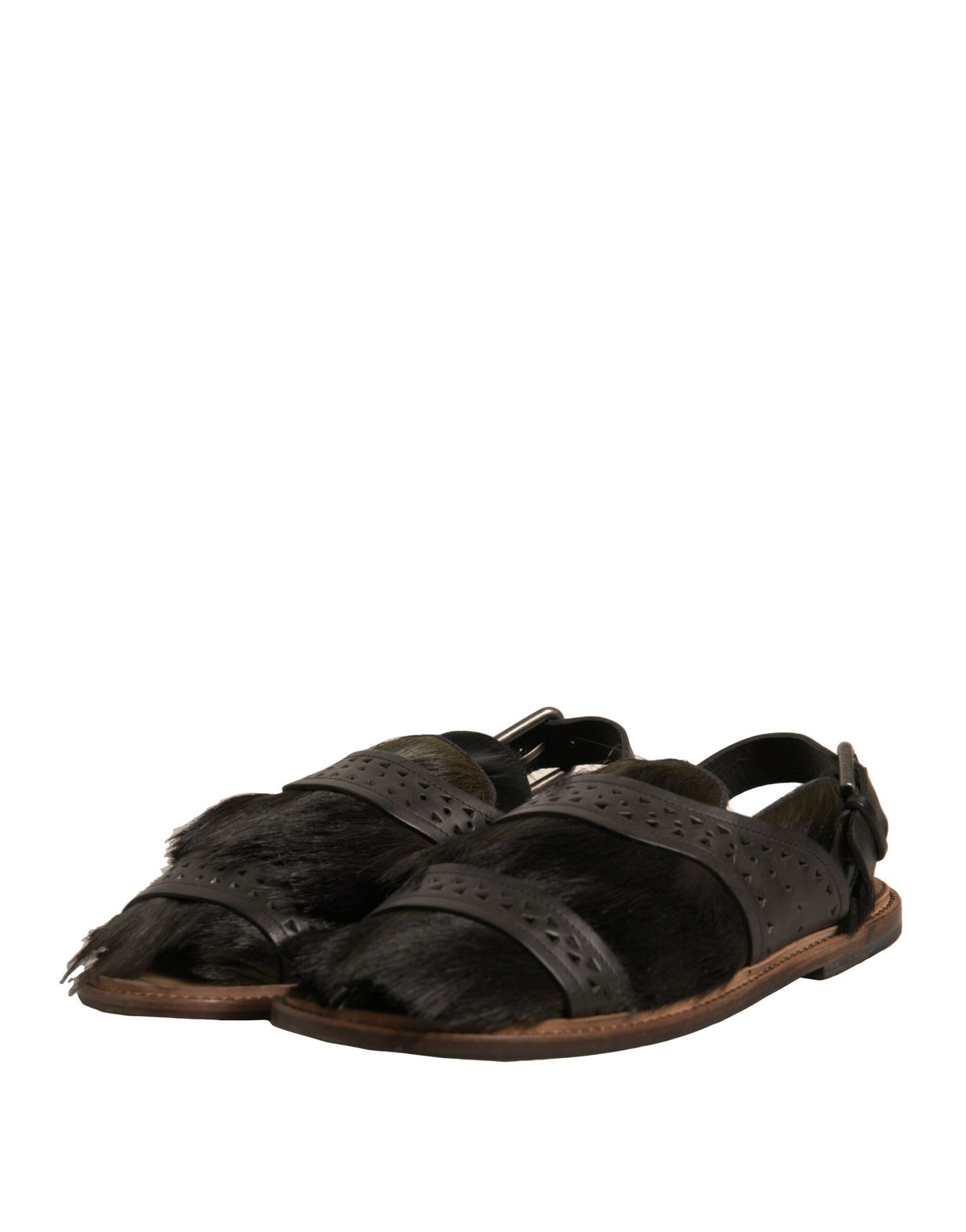 Dolce & Gabbana Green Gazelle Hair Leather Sandals for Men
