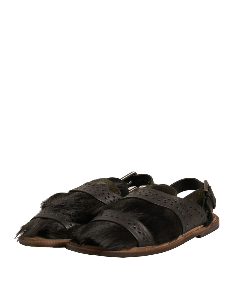 Dolce & Gabbana Green Gazelle Hair Leather Sandals for Men
