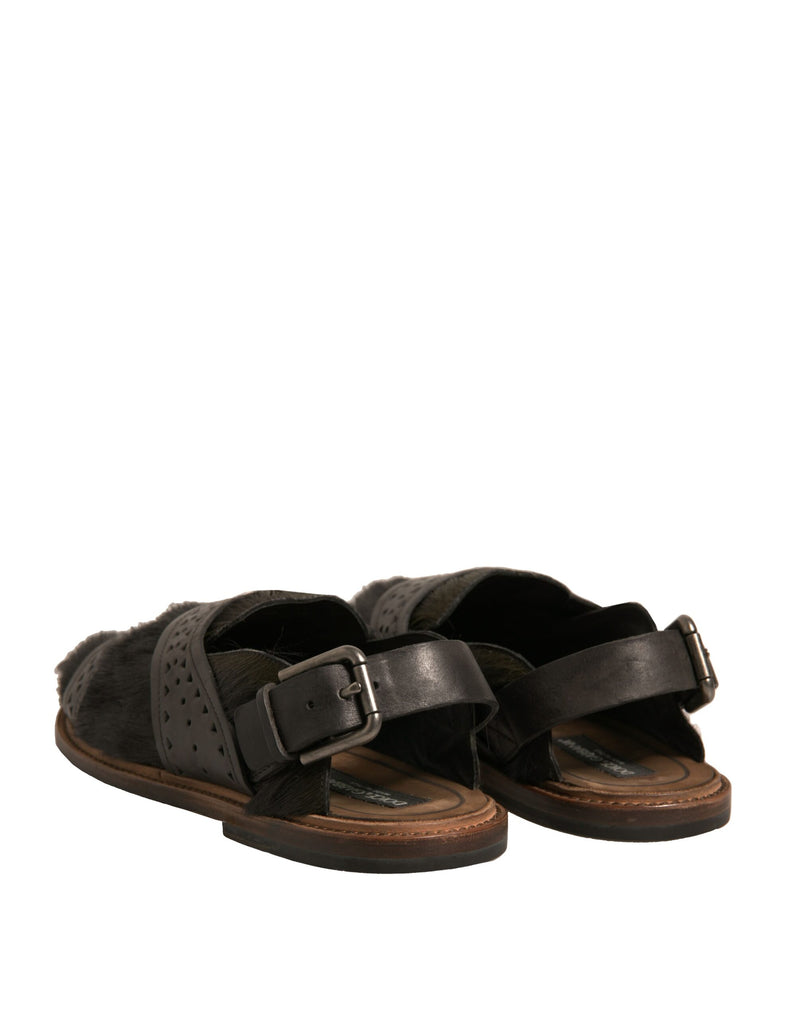 Dolce & Gabbana Green Gazelle Hair Leather Sandals for Men