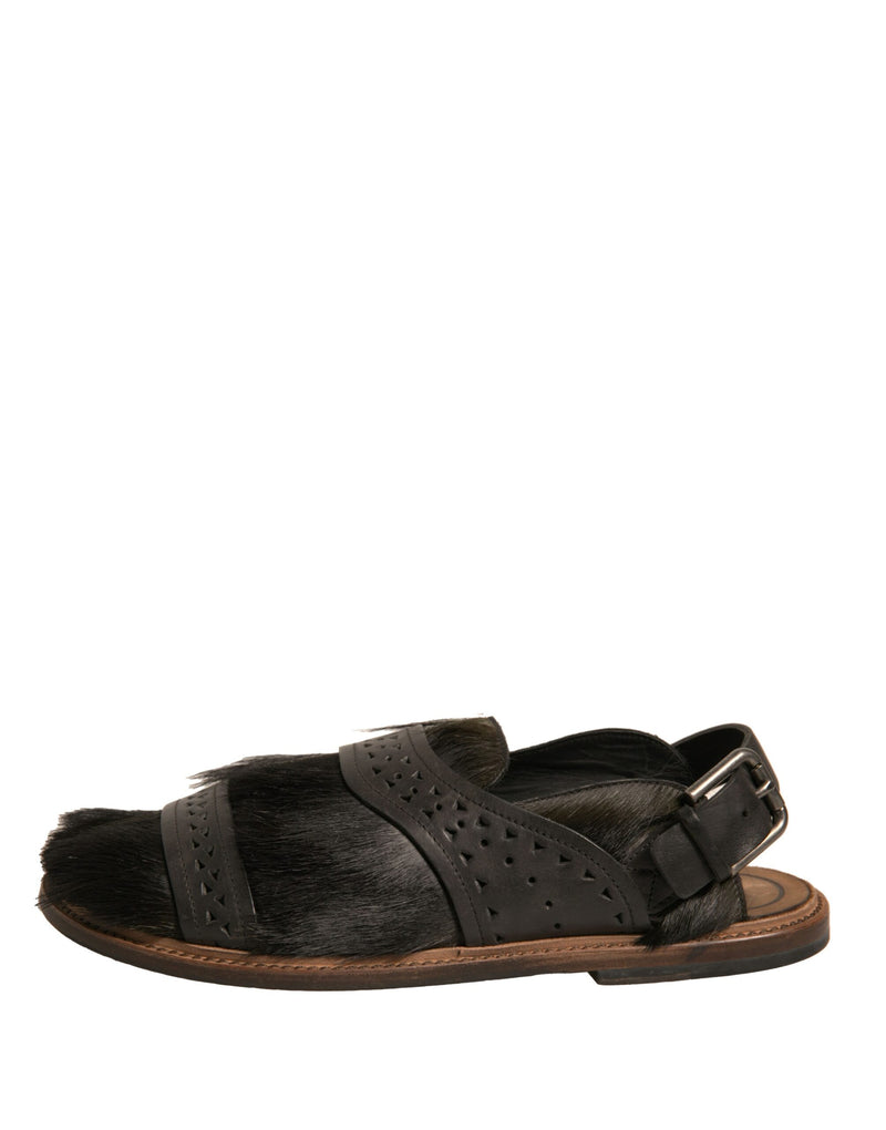 Dolce & Gabbana Green Gazelle Hair Leather Sandals for Men