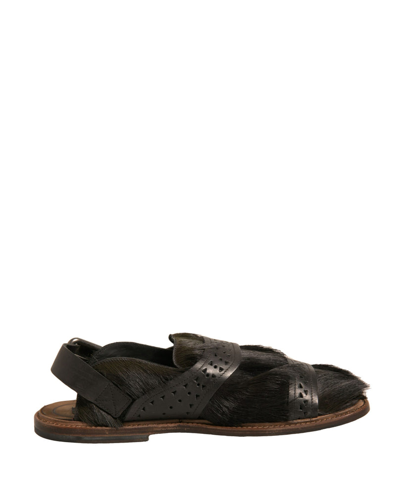 Dolce & Gabbana Green Gazelle Hair Leather Sandals for Men