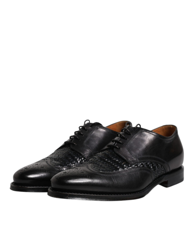 Dolce & Gabbana MV6650-40 Black Leather Derby Wingtip Dress Shoes