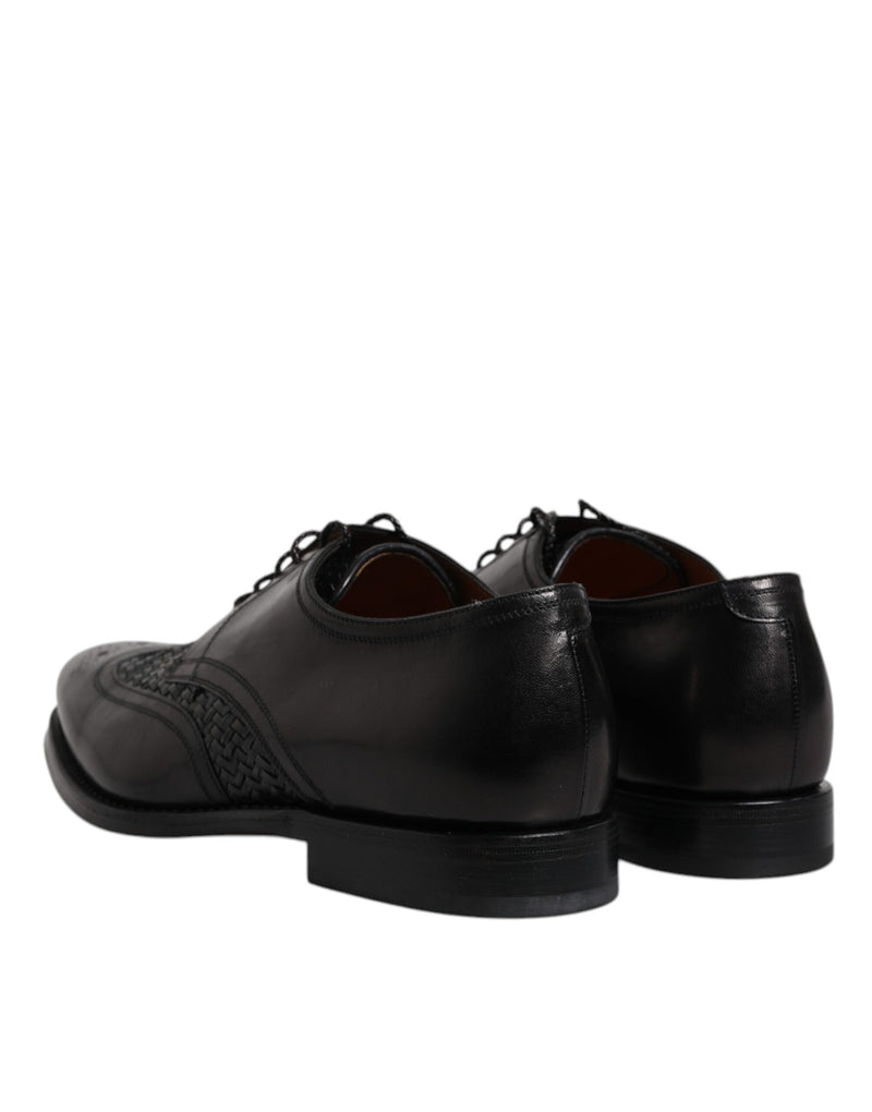 Dolce & Gabbana MV6650-40 Black Leather Derby Wingtip Dress Shoes