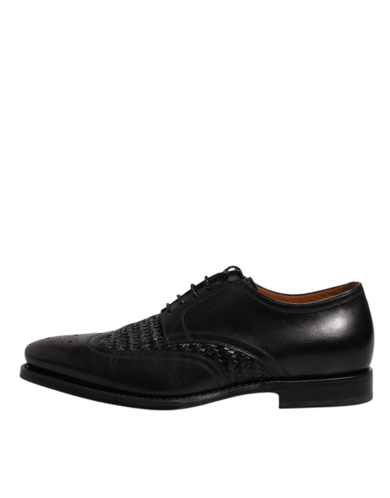 Dolce & Gabbana MV6650-40 Black Leather Derby Wingtip Dress Shoes