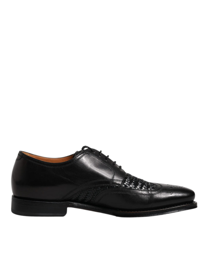 Dolce & Gabbana MV6650-40 Black Leather Derby Wingtip Dress Shoes