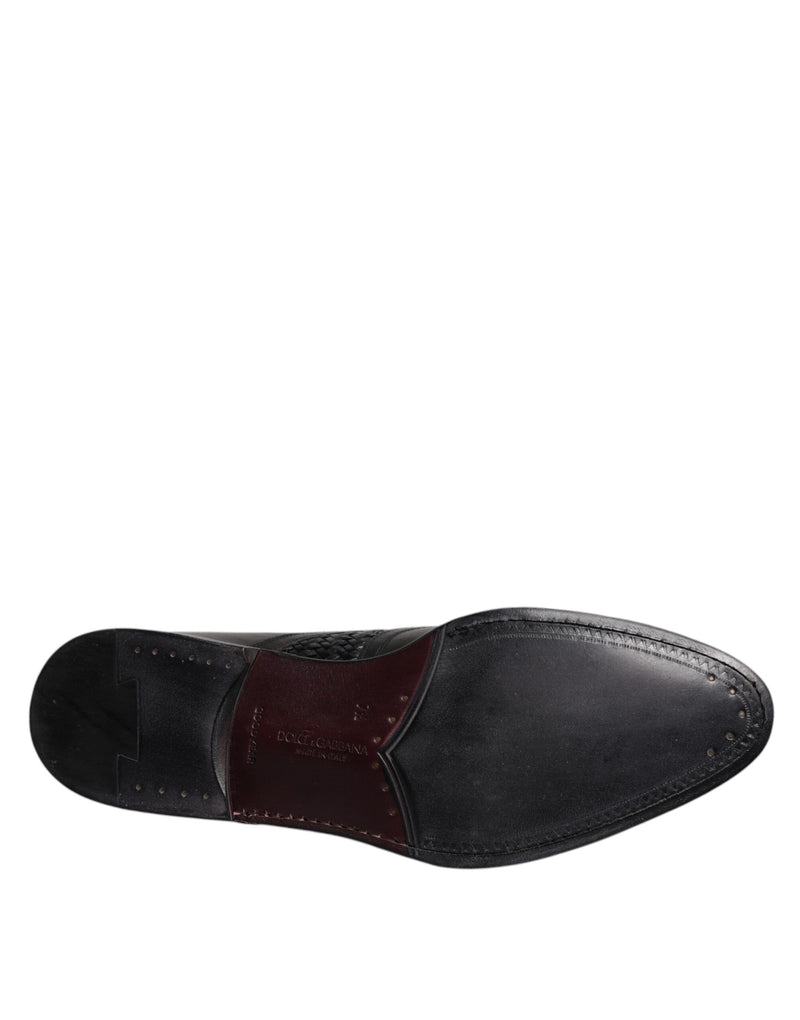 Dolce & Gabbana MV6650-40 Black Leather Derby Wingtip Dress Shoes