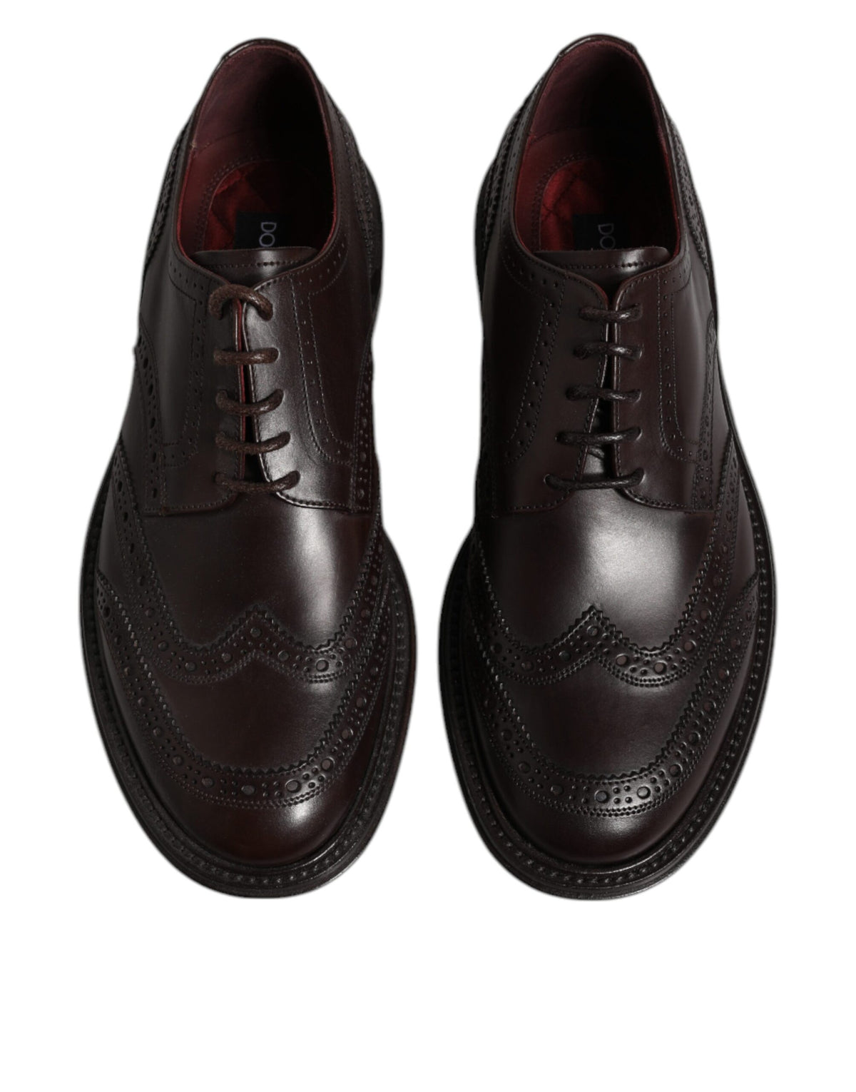 Dolce & Gabbana Brown Leather Derby Wingtip Lace Up Dress Shoes