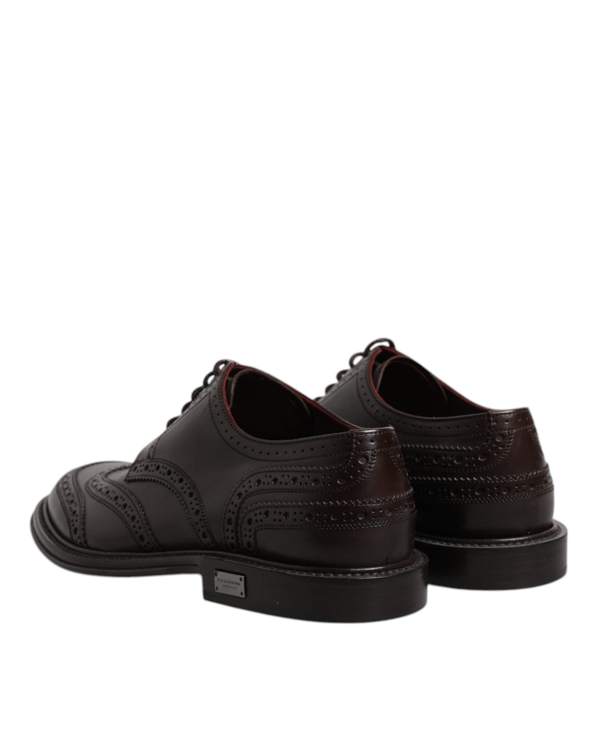 Dolce & Gabbana Brown Leather Derby Wingtip Lace Up Dress Shoes