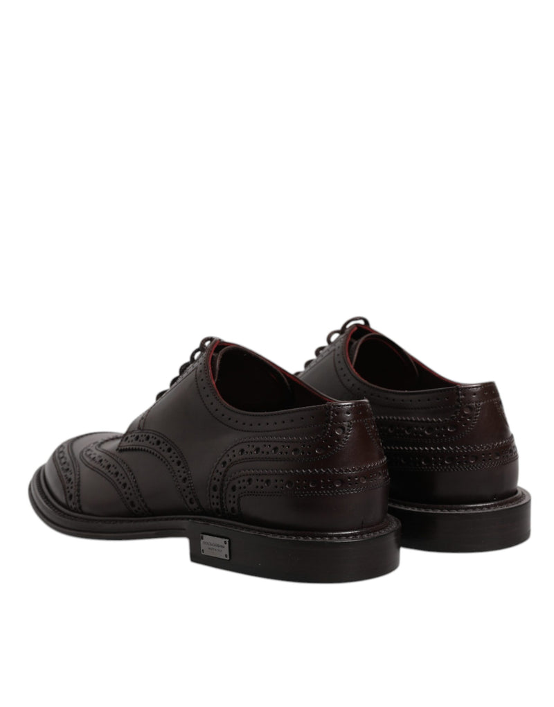 Dolce & Gabbana Brown Leather Derby Wingtip Lace Up Dress Shoes