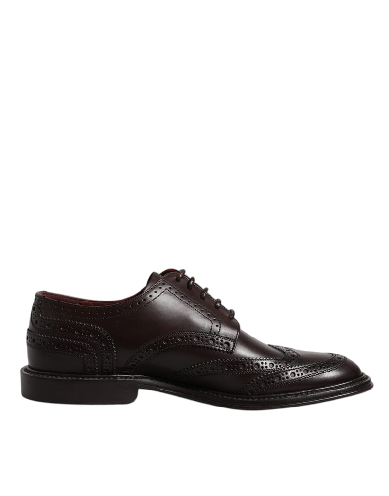 Dolce & Gabbana Brown Leather Derby Wingtip Lace Up Dress Shoes