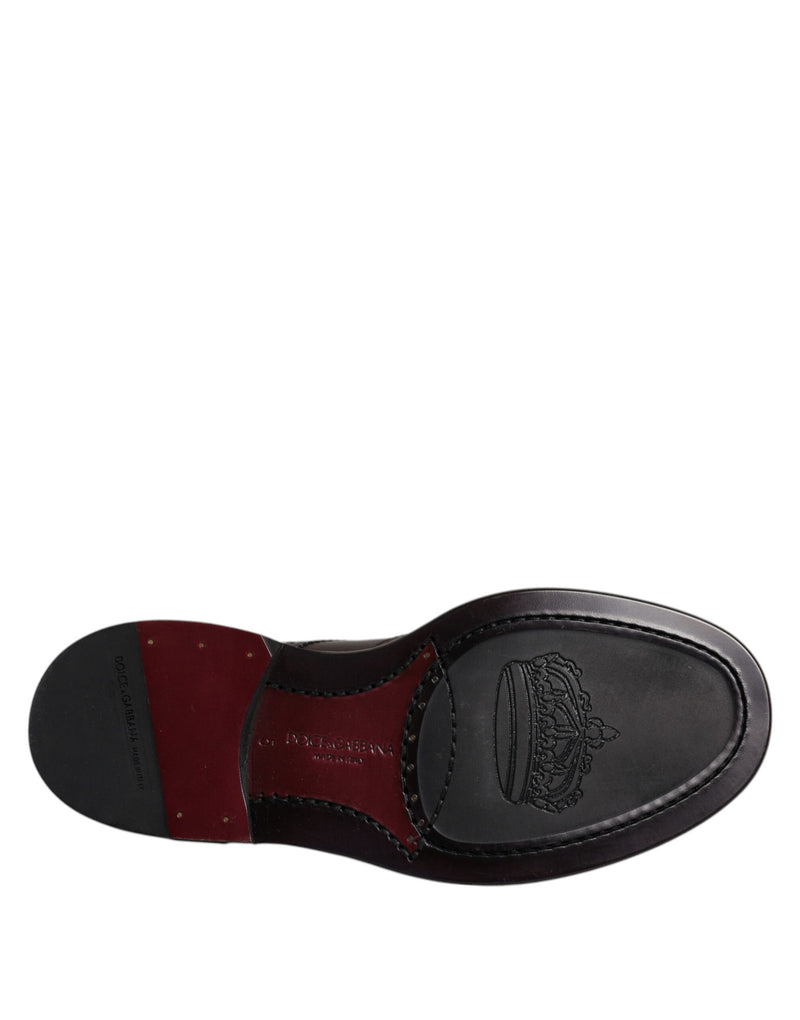 Dolce & Gabbana Brown Leather Derby Wingtip Lace Up Dress Shoes