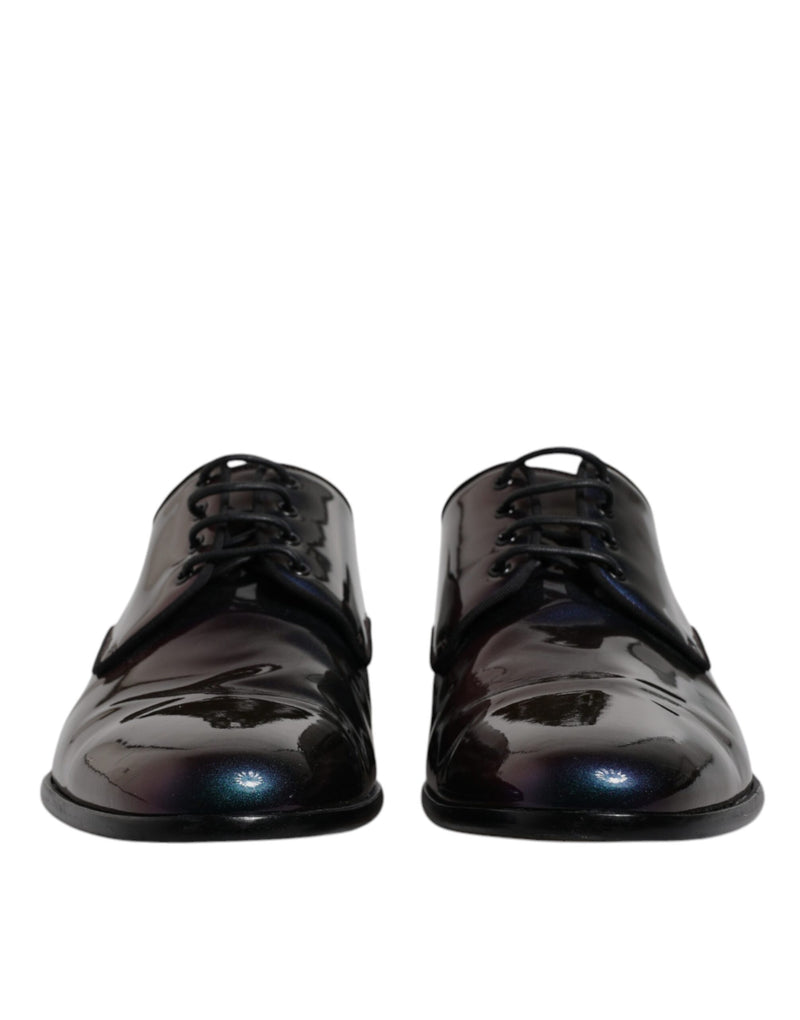 Dolce & Gabbana Multicolor Peacock Patent Leather Derby Dress Shoes