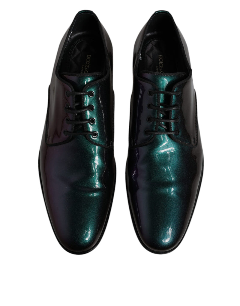 Dolce & Gabbana Multicolor Peacock Patent Leather Derby Dress Shoes