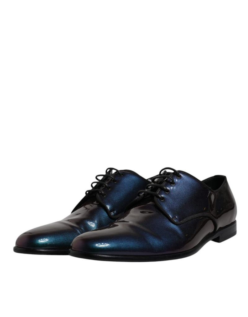 Dolce & Gabbana Multicolor Peacock Patent Leather Derby Dress Shoes
