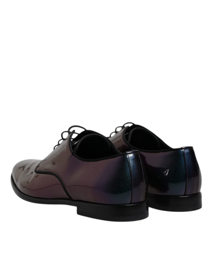 Dolce & Gabbana Multicolor Peacock Patent Leather Derby Dress Shoes