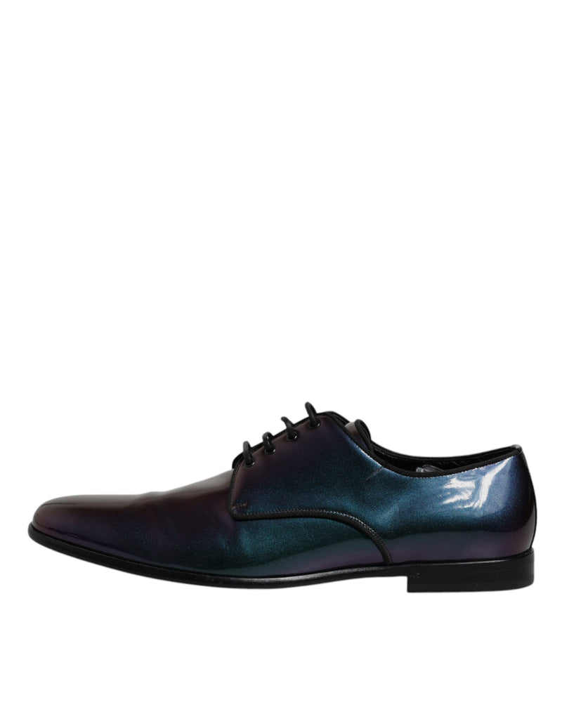 Dolce & Gabbana Multicolor Peacock Patent Leather Derby Dress Shoes