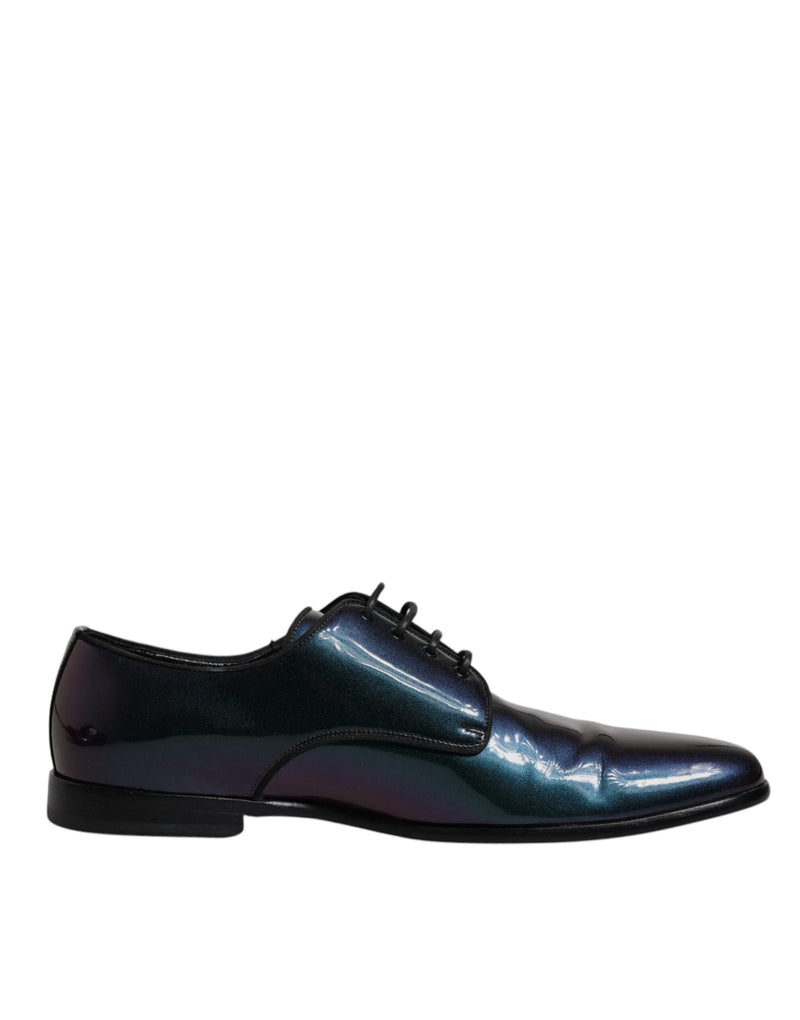 Dolce & Gabbana Multicolor Peacock Patent Leather Derby Dress Shoes