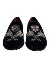 Dolce & Gabbana Black Velvet Floral Gun Loafers