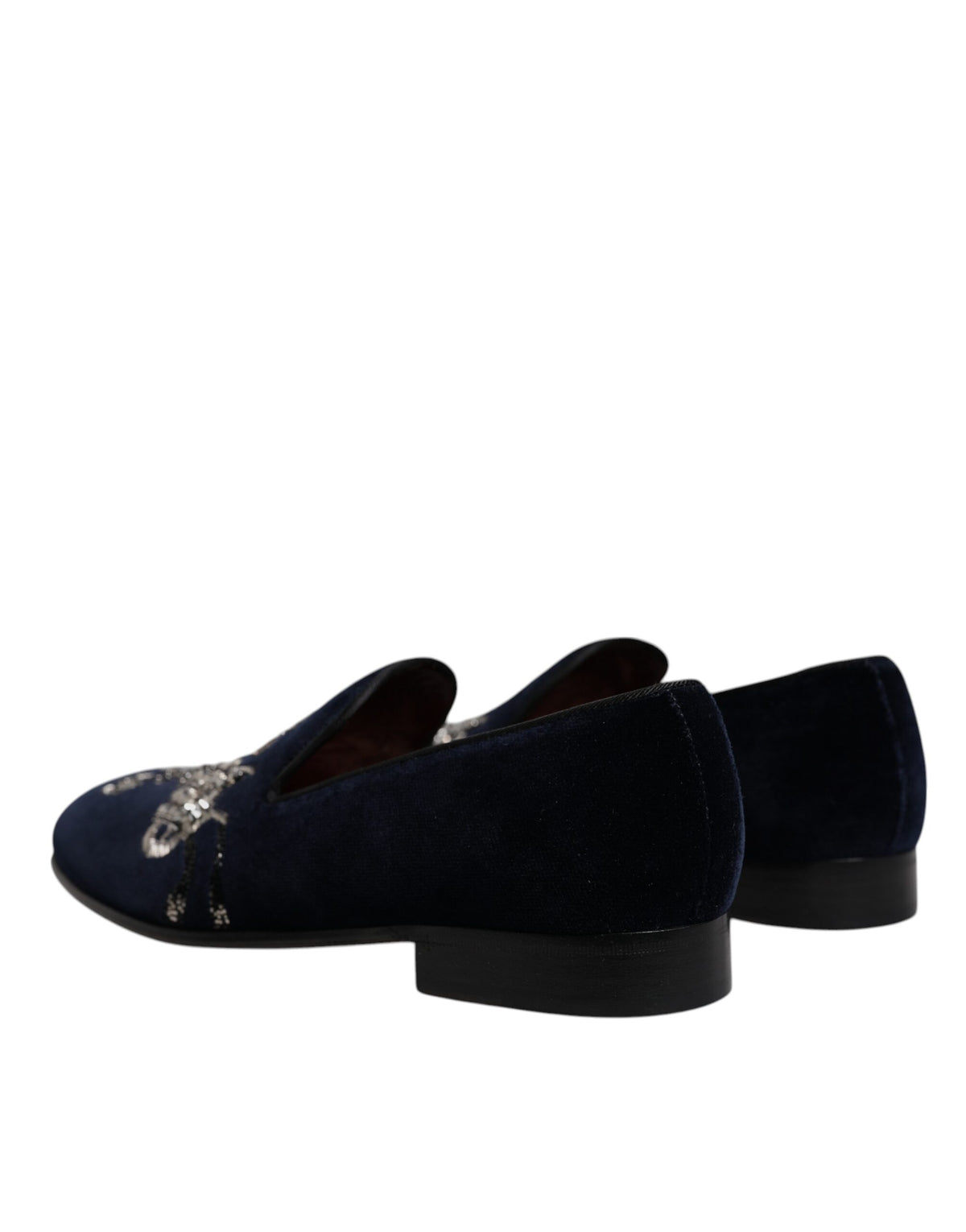 Dolce & Gabbana Black Velvet Floral Gun Loafers