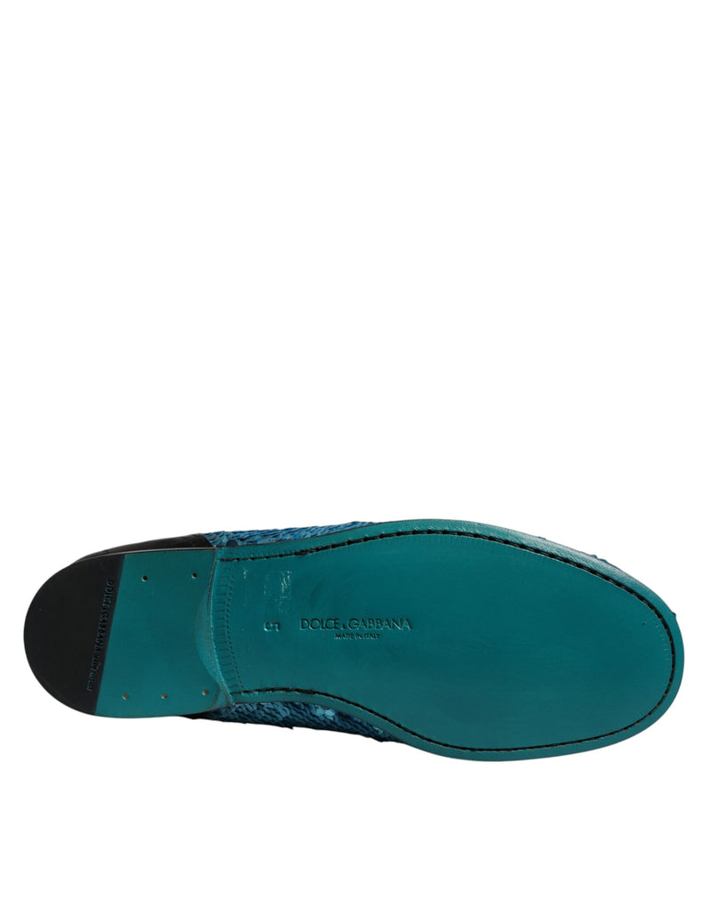 Dolce & Gabbana Blue Sequined Loafers - Élégance et Sophistication