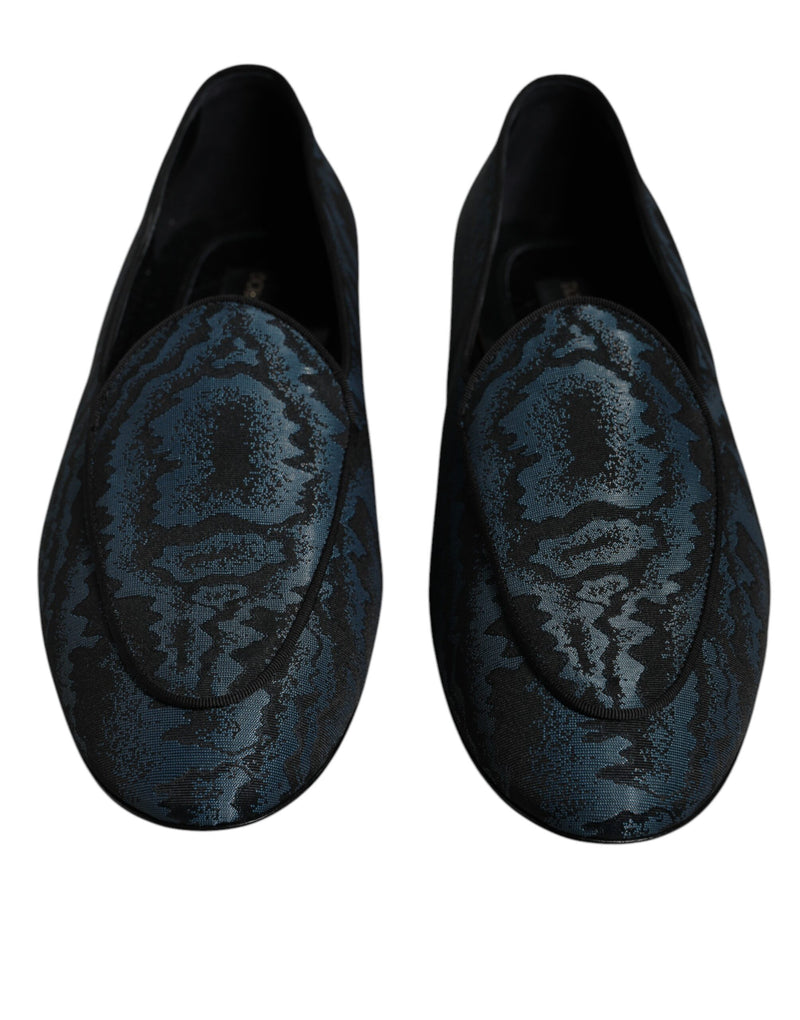 Dolce & Gabbana Blue Black Loafers for Men - Elegant Dress Shoes