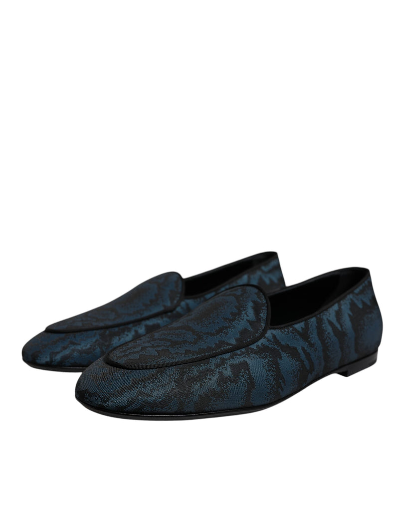 Dolce & Gabbana Blue Black Loafers for Men - Elegant Dress Shoes
