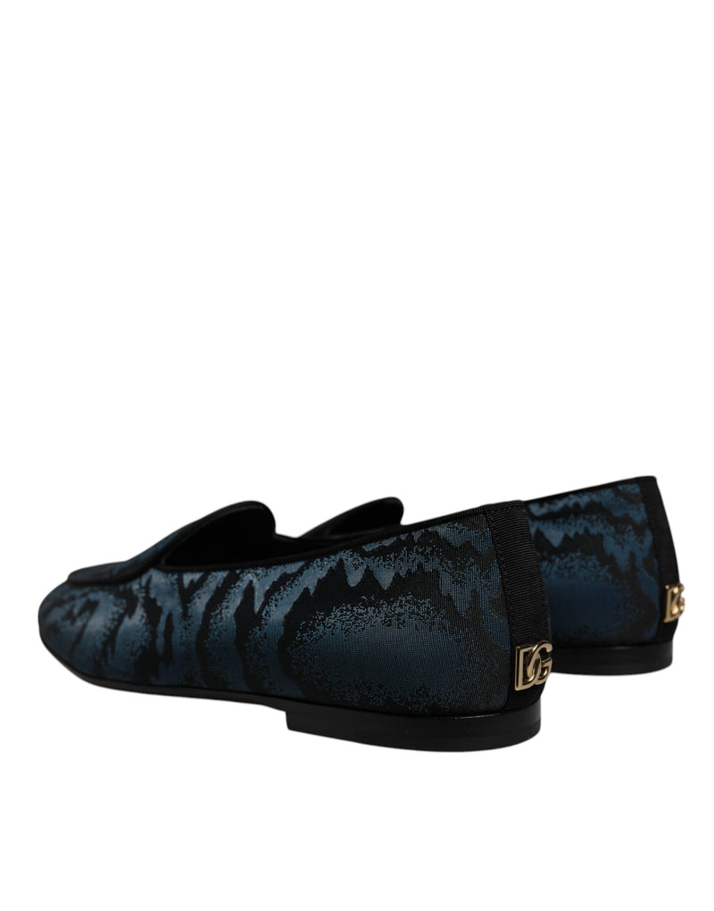 Dolce & Gabbana Blue Black Loafers for Men - Elegant Dress Shoes